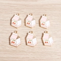 Lot de 6 breloques brique de lait à la cerise en alliage pour boucles d'oreilles - Lait / Lot de 10