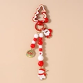 Portachiavi natalizio con perline rosse, ciondoli Babbo Natale, pupazzo di neve e Lucky - Stile Babbo Natale