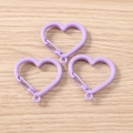 Three light purple heart-shaped spring snap hooks for DIY jewelry and keychain accessories - 5 Pieces / Purple