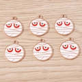 Lot de 6 breloques œil de momie Halloween en émail blanc pour bijoux DIY - Lot de 10 / Blanc