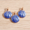 Blue enamel shell pendant with gold plated edges for DIY jewelry making accessories - Blue