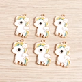 Set di sei ciondoli a forma di unicorno in smalto bianco per la creazione di gioielli - Bianco