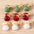 9 Stück chinesische Glücksbeutel Anhänger in Rot, Grün, Weiß mit goldenem Knoten für DIY - Mehrfarbig