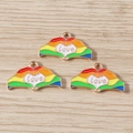 Rainbow enamel heart gesture love charms made of alloy for DIY jewelry making - Heart Hand Gesture / 10 Pieces Pack / Rainbow
