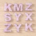 Sparkly purple resin alphabet pendants with star sequins and gold metal rings for DIY jewelry - 5 Pieces / Mixed Letters Style (Mixed)