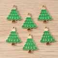 Set van 6 kerstboomhangers van legering met gouden sterren voor DIY sieraden maken - Gouden Lijn Kerstboom (2401)