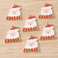 Set of 6 Santa Claus charms with red and green enamel for DIY Christmas jewelry making - Polka Dot Hat Santa (2407)