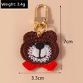 Portachiavi orsetto in maglia marrone fatto a mano, 7x3,3cm con gancio in metallo - Orso