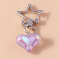 Portachiavi alla moda con chiusura a stella d'argento e ciondolo a cuore viola cangiante - Cuore Viola