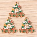 Tre ciondoli albero di Natale smaltati con fiocco per creazione gioielli fai-da-te - Confezione da 10 / Albero di Natale