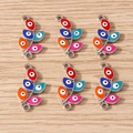 Macro detail of leaf-shaped colorful evil eye jewelry charms on wood background - Leaf Eye / 10 Pieces Pack