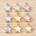 Pendentifs en forme d'étoile en strass dorés et argentés pour création de bijoux DIY - Multicolore