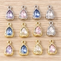 Waterdrop gemstone pendants with faceted crystals and irregular metal textures - Multicolor