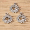 Three silver rhinestone peacock swan flower pendants for DIY jewelry making and crafts - Peacock Shape / 10 Pieces Pack / Silver