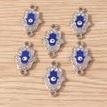 Hamsa Hand charms with evil eye center and rhinestones for DIY jewelry making - Hamsa Eye / 10 Pieces Pack