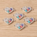 Set of heart-shaped evil eye pendant connectors with rhinestones for DIY jewelry making - Heart Evil Eye / 10 Pieces Pack