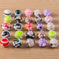 Macro shot of colorful resin beads with wave patterns for DIY handmade jewelry crafts - Mixed Heart Spike Ball Beads / 5 Pieces