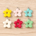 Colorful irregular flower heart charms in six vibrant colors for DIY jewelry making - 5 Pieces / Multicolor