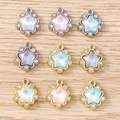 Pendentifs étoiles colorés avec bordure en cristal pour bijoux DIY en or et argent - 5 Pièces / Rose vif