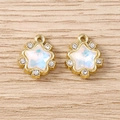 Pendentifs étoiles dorés avec pierre aurora et strass pour création de bijoux - 5 Pièces / Or Blanc