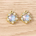 Détail de pendentifs étoile dorée avec pierre centrale irisée et petits strass transparents - 5 Pièces / Bleu Foncé Or