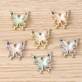 Macro detail of rhinestone butterfly pendants with iridescent resin for DIY jewelry making - Rose Butterfly / 5 Pieces / Multicolor