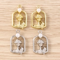 Detail of DIY floral pendants with white pearls in gold and silver finish - Semicircle Artificial Pearl Tulip - Mixed Color / 5 Pieces