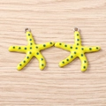 Gele zeester hangers met blauwe stippen voor DIY halskettingen en armbanden - Zilver Geel Zeester
