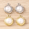 Ciondoli in metallo trapuntato oro e argento con perle per creazione gioielli DIY - Stile Tondo Trapuntato / 5 Pezzi / Multicolore