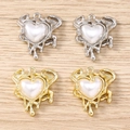 DIY jewelry set of golden and silver melting heart pendants with pearl centers - 5 Pieces / Multicolor