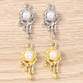 DIY Y2K flower pearl pendant in gold and silver liquid metal rose style for jewelry making - 5 Pieces / Multicolor
