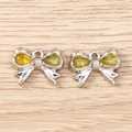 Pendentifs nœuds en alliage argenté avec pierres jaunes pour création de bijoux DIY - Argent & Jaune