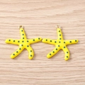 Gele zeester hangers met blauwe stippen en gouden haken voor sieraden maken - Goud Geel Zeester