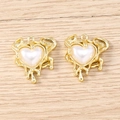 Golden liquid heart pendants with white pearl inlay for DIY jewelry making accessories - 5 Pieces / Gold