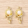Golden Y2K liquid metal flower pendants with pearls for DIY jewelry making - 5 Pieces / Gold