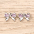 Dettaglio di ciondoli a fiocco argento con cristalli viola per gioielli fai-da-te - Viola argento