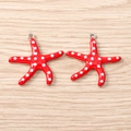 Zeester legering hangers in rood met witte stippen voor DIY sieraden maken - Zilver Rood Zeester