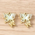 Detail of DIY butterfly charms with colorful crystals and golden metallic plating - Double Butterfly / 5 Pieces / Gold Blue