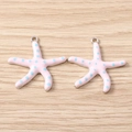 Roze zeester hanger met blauwe stippen voor DIY sieraden maken, set van 2 - Zilver Roze Zeester