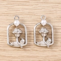 Detail of silver rose flower pendants with white pearls for DIY jewelry making - Semicircle Artificial Pearl Tulip - Silver / 5 Pieces