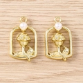 Detail of flower charm with golden arch, rose design, and white faux pearl for jewelry - Semicircle Artificial Pearl Tulip - Gold / 5 Pieces