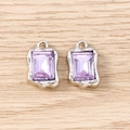 Detalle de dijes de cristal violeta con marcos plateados ondulados para joyería artesanal - 5 Unidades/Paquete / Púrpura plateado