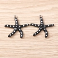 Zwarte zeester hanger met witte stippen voor het maken van sieraden, set van twee - Zilver Zwart Zeester