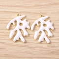 Witte emaille koraalhangers met gouden metalen randen voor DIY armbanden en kettingen - Goud Wit Groot Koraal