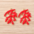 Rode koraal hangers met gouden metalen randen voor DIY kettingen en oorbellen maken - Goud Rood Groot Koraal