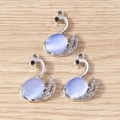 Tre eleganti ciondoli a cigno in argento con pietre viola e cristalli per gioielli fai-da-te - Argento Blu