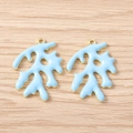 Lichtblauwe koraal hangers met goudkleurige afwerking voor het maken van sieraden - Goud Blauw Groot Koraal