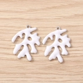 DIY koraaltak hanger in wit emaille met zilveren randen voor het maken van sieraden - Zilver Wit Groot Koraal