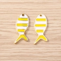 Geel-wit gestreepte visbedels met gouden rand voor DIY-sieraden en sleutelhangers - Goud Geel Gestreepte Vis