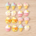 Mix of colorful resin ice cream and cupcake pendants with metal rings on wooden background - Ice Cream Mix / 10 Pieces Pack / Multicolor